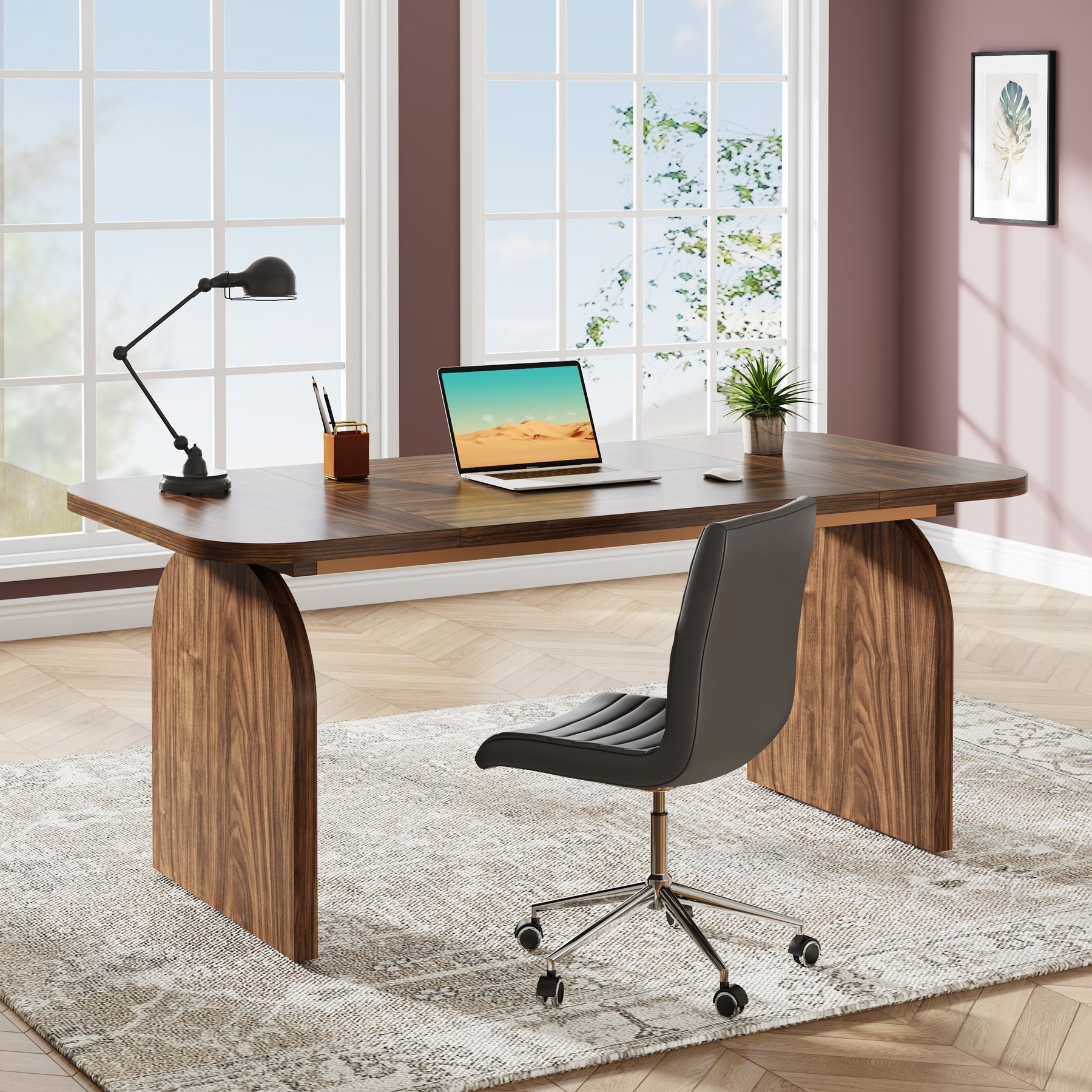 63-Inch Executive Desk, Rectangular Office Computer Desk Workstation