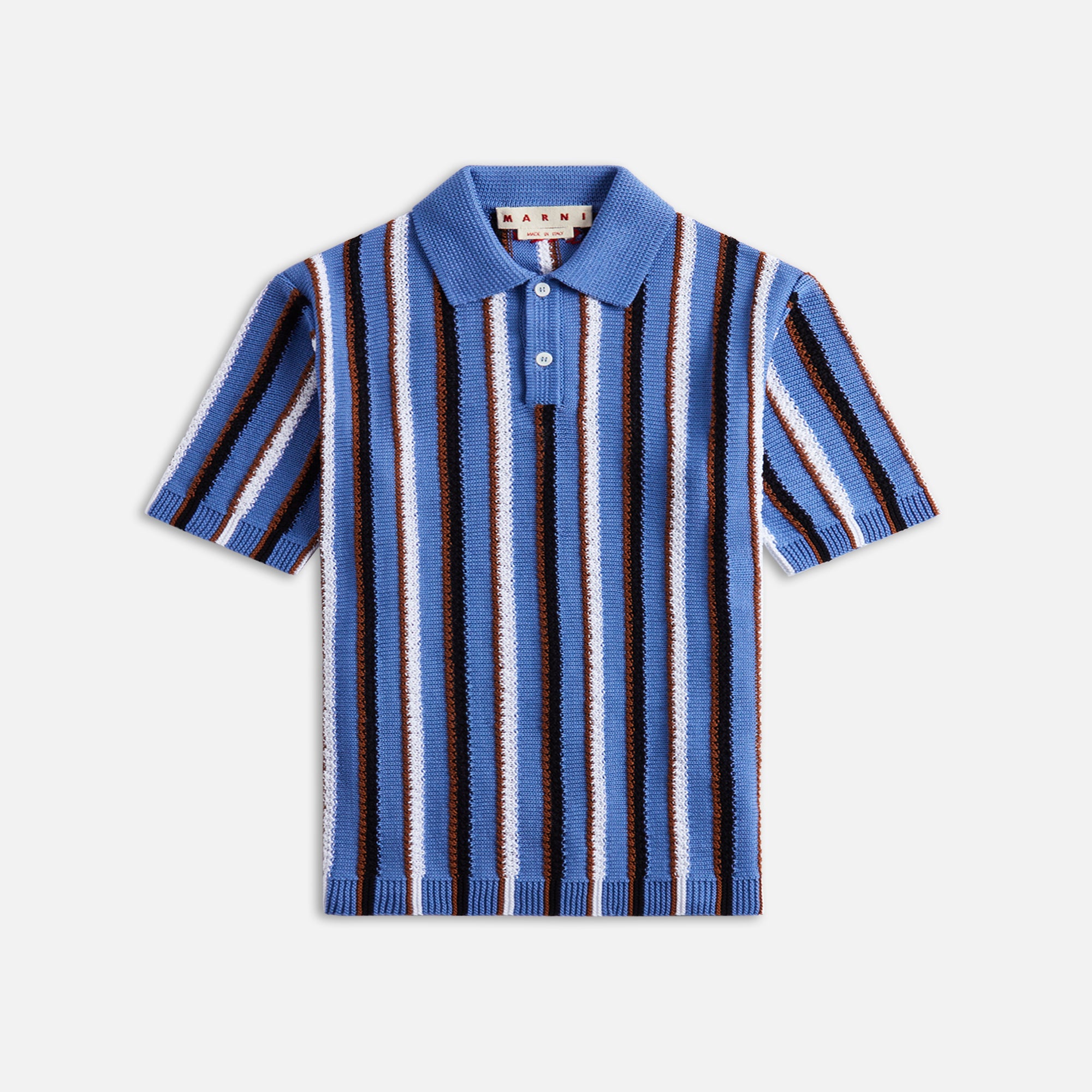 Marni Cotton Cable Striped Crochet Polo - Opal