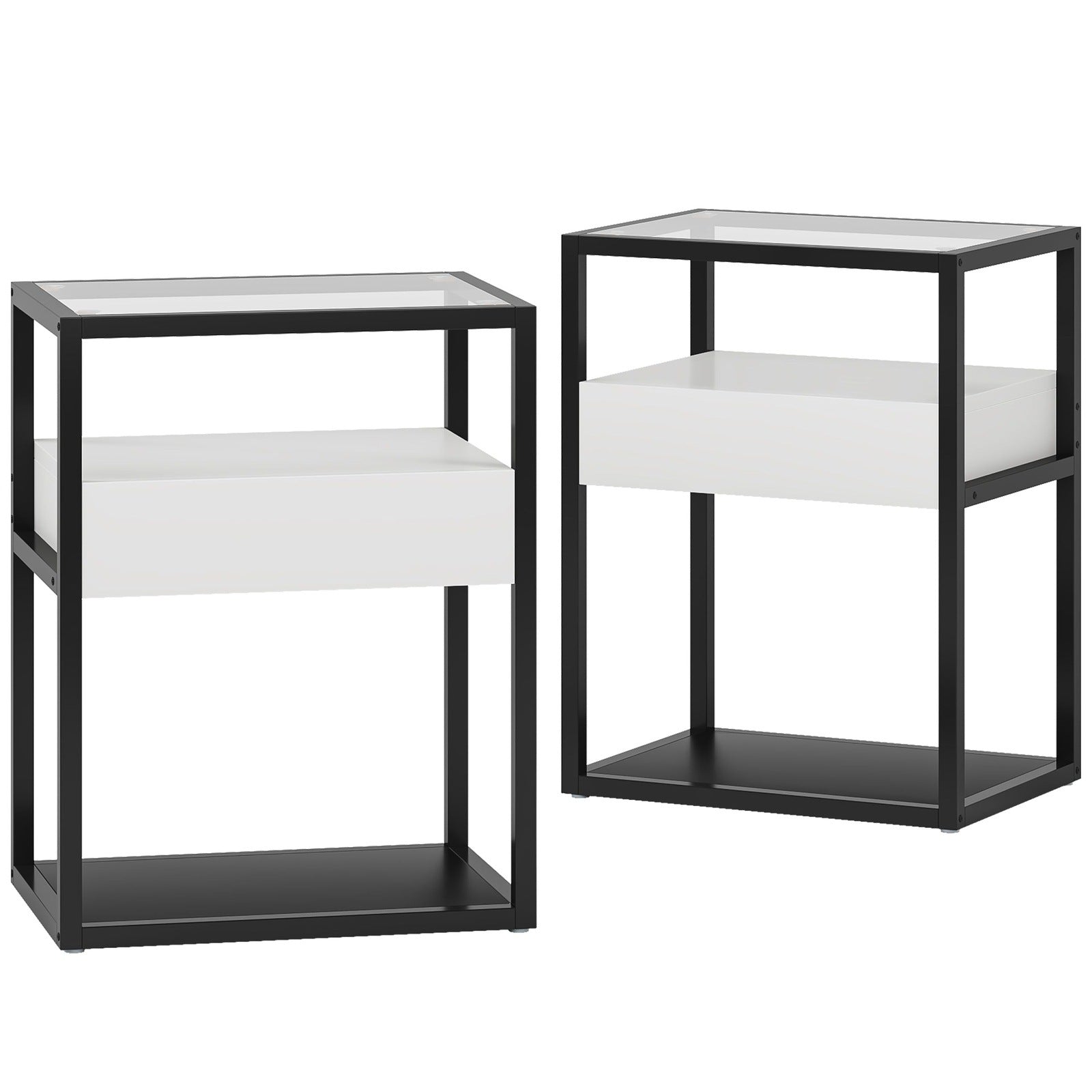 Modern Nightstand Side End Table with Drawer and Shelf