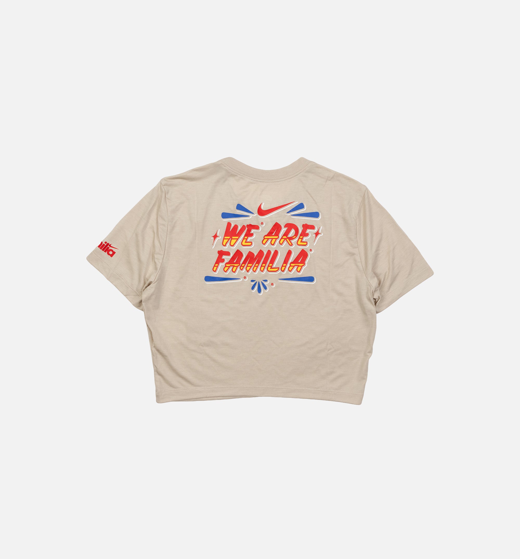 NSW Somos Familia Cropped Tee Womens Short Sleeve Shirt - Beige