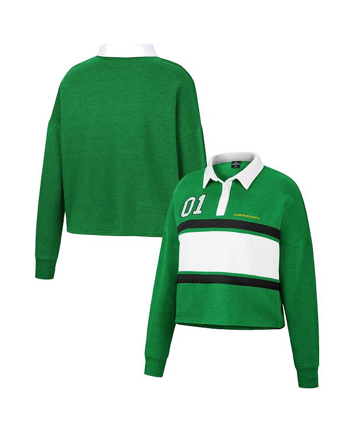 Women's Green Oregon Ducks I Love My Job Rugby Long Sleeve Shirt