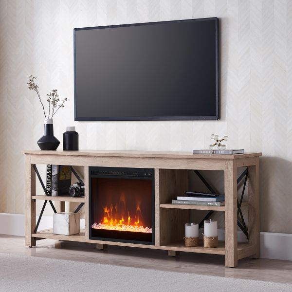 Sawyer Rectangular TV Stand with Crystal Fireplace for TV's up to 65