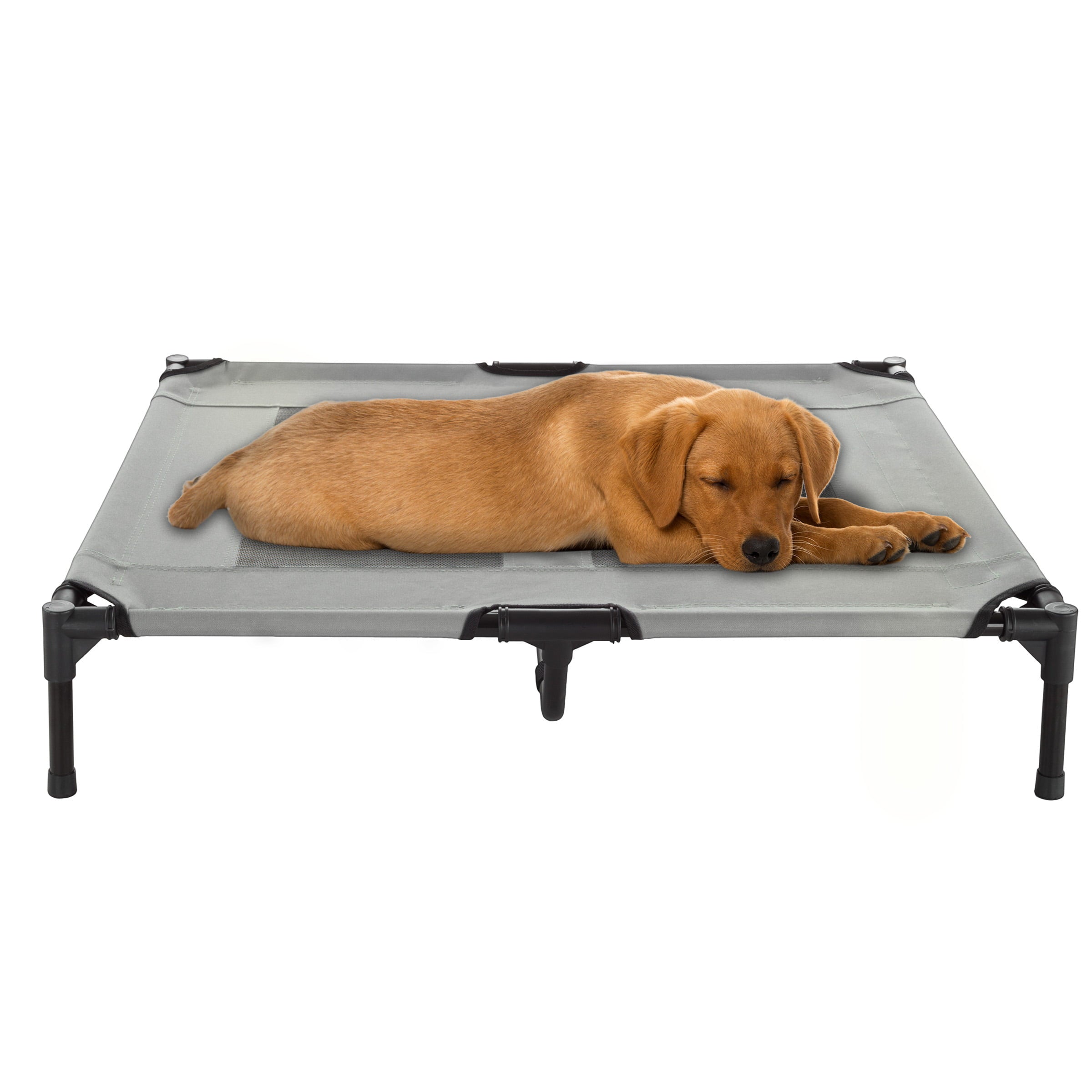 Elevated Dog Bed - 36x29.75-Inch Portable Pet Bed with Non-Slip Feet - Indoor/Outdoor Dog Cot or Puppy Bed for Pets up to 80lbs by PETMAKER (Gray)