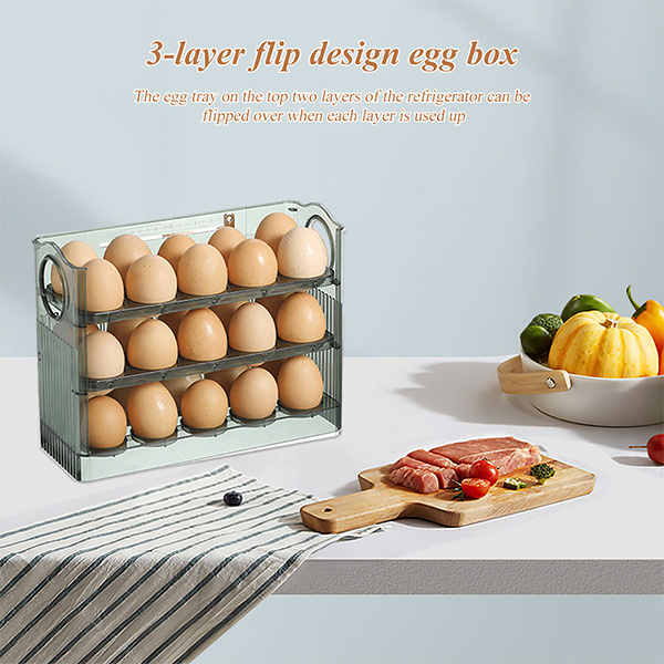 3-Layer Flip Fridge Egg Tray Container