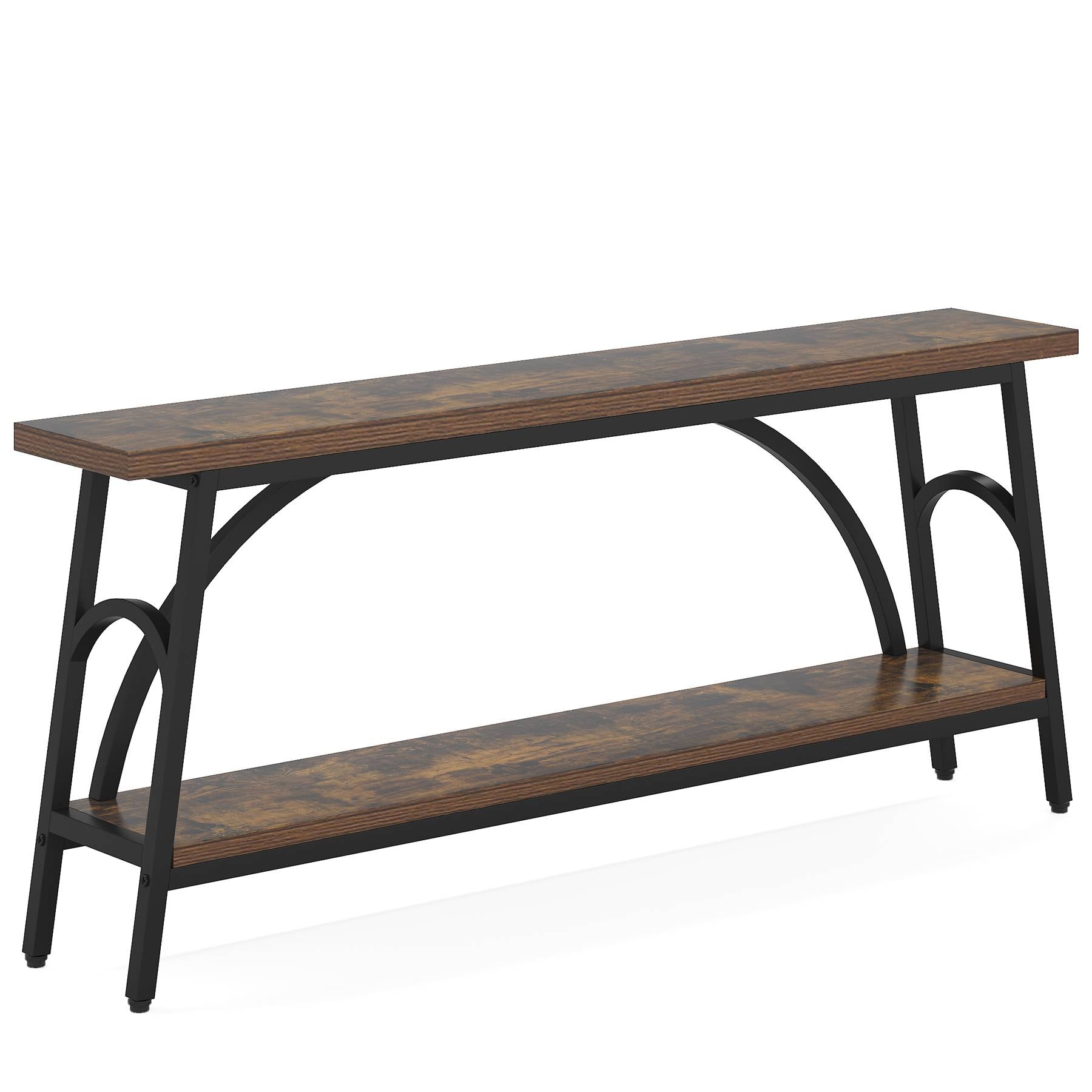 2-Tier Console Table, 70.8” Sofa Table Hallway Table with Open Shelves