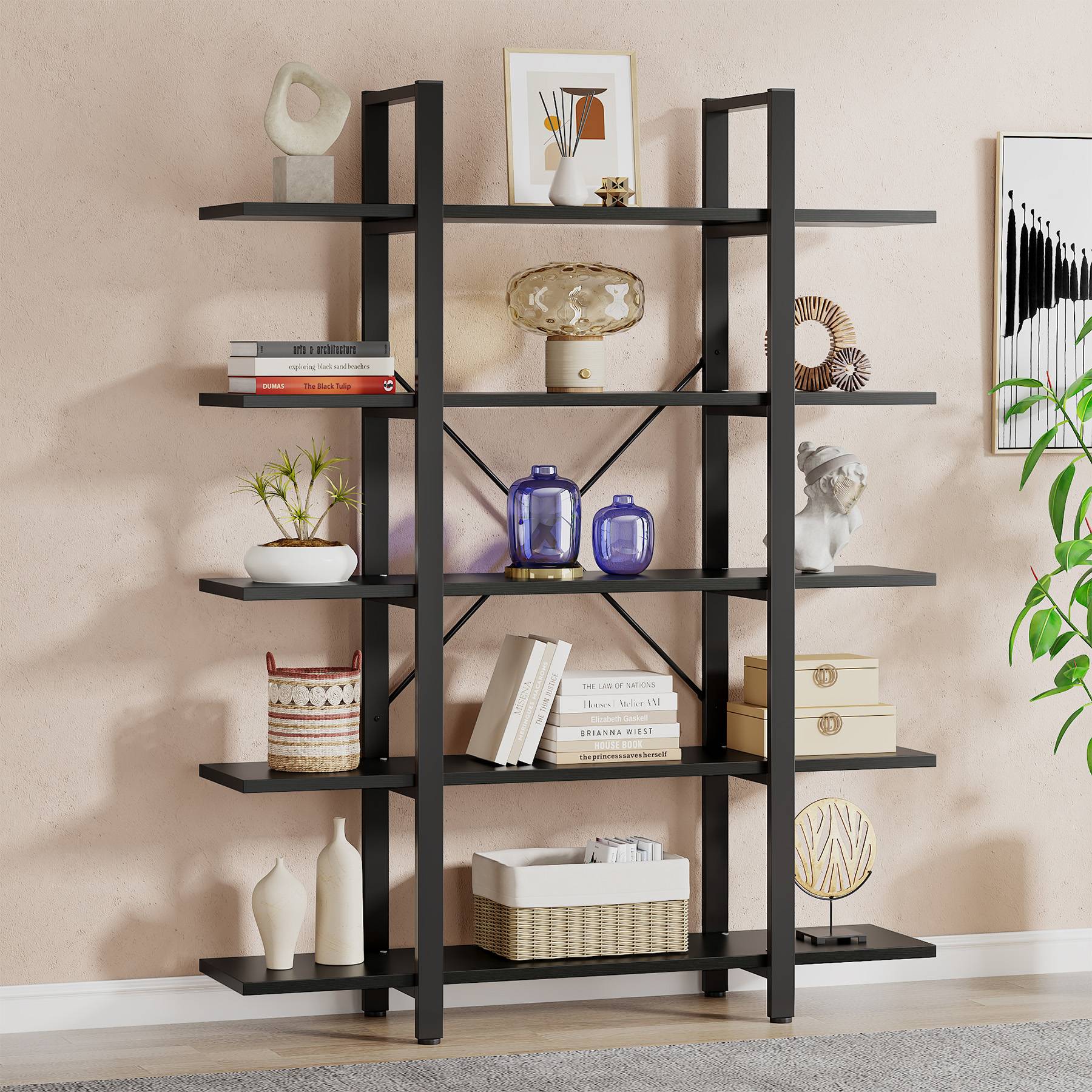 5-Tier Bookshelf, Open Etagere Bookcase Storage Display Rack