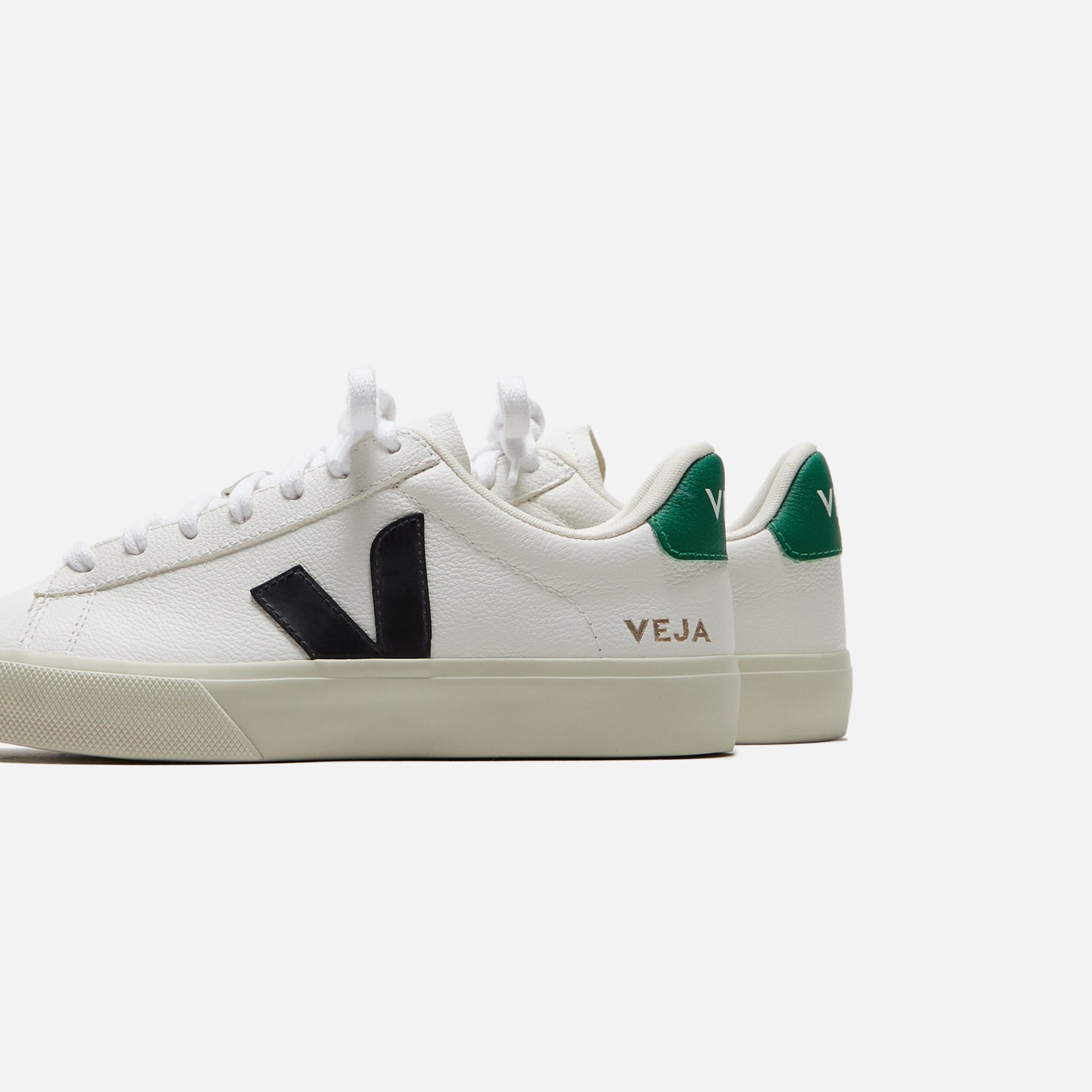 Veja Campo Chromefree Leather - Extra White / Black Emeraude / Green