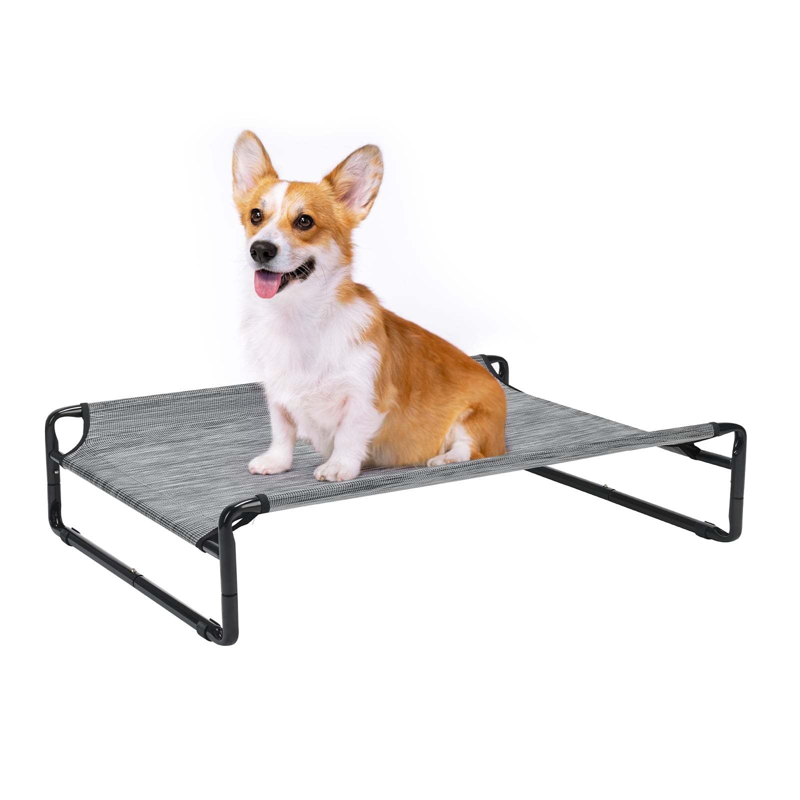 Veehoo Original Cooling Elevated Dog Bed， Raised Dog Cot with Washable Mesh， Medium， Black Silver