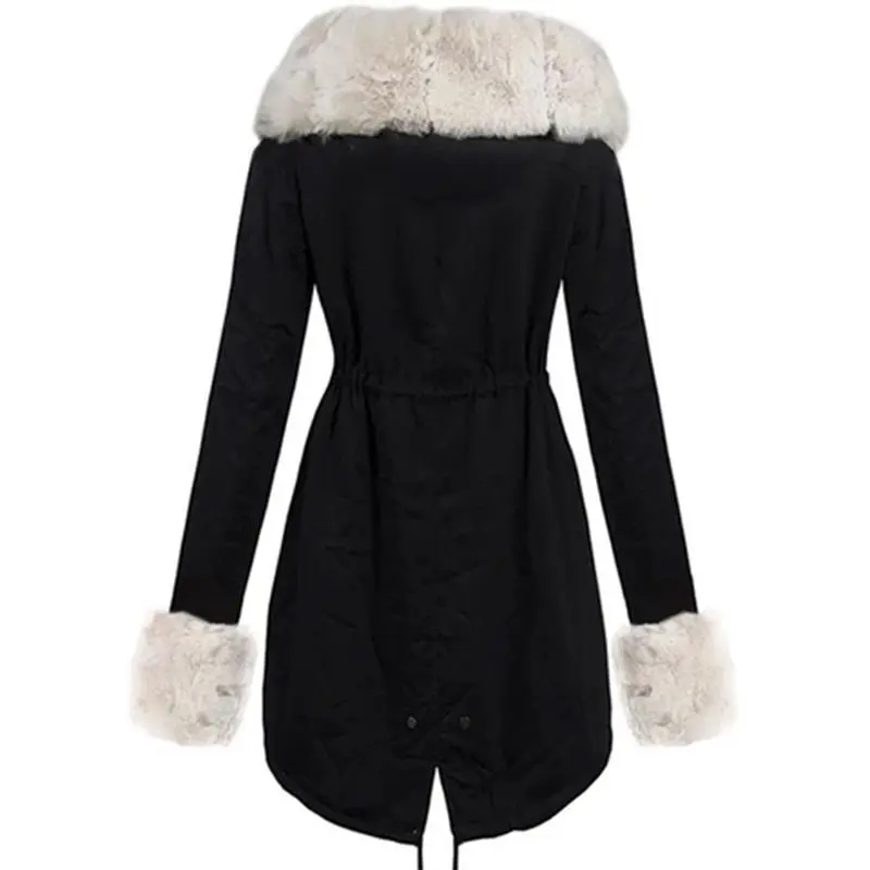 Plus Hooded Warm Faux Fur Coat
