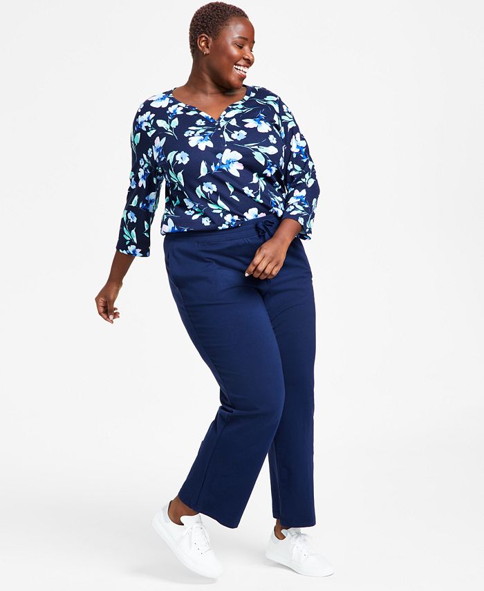 Plus Size Knit Drawstring Pants， Created for Macy's