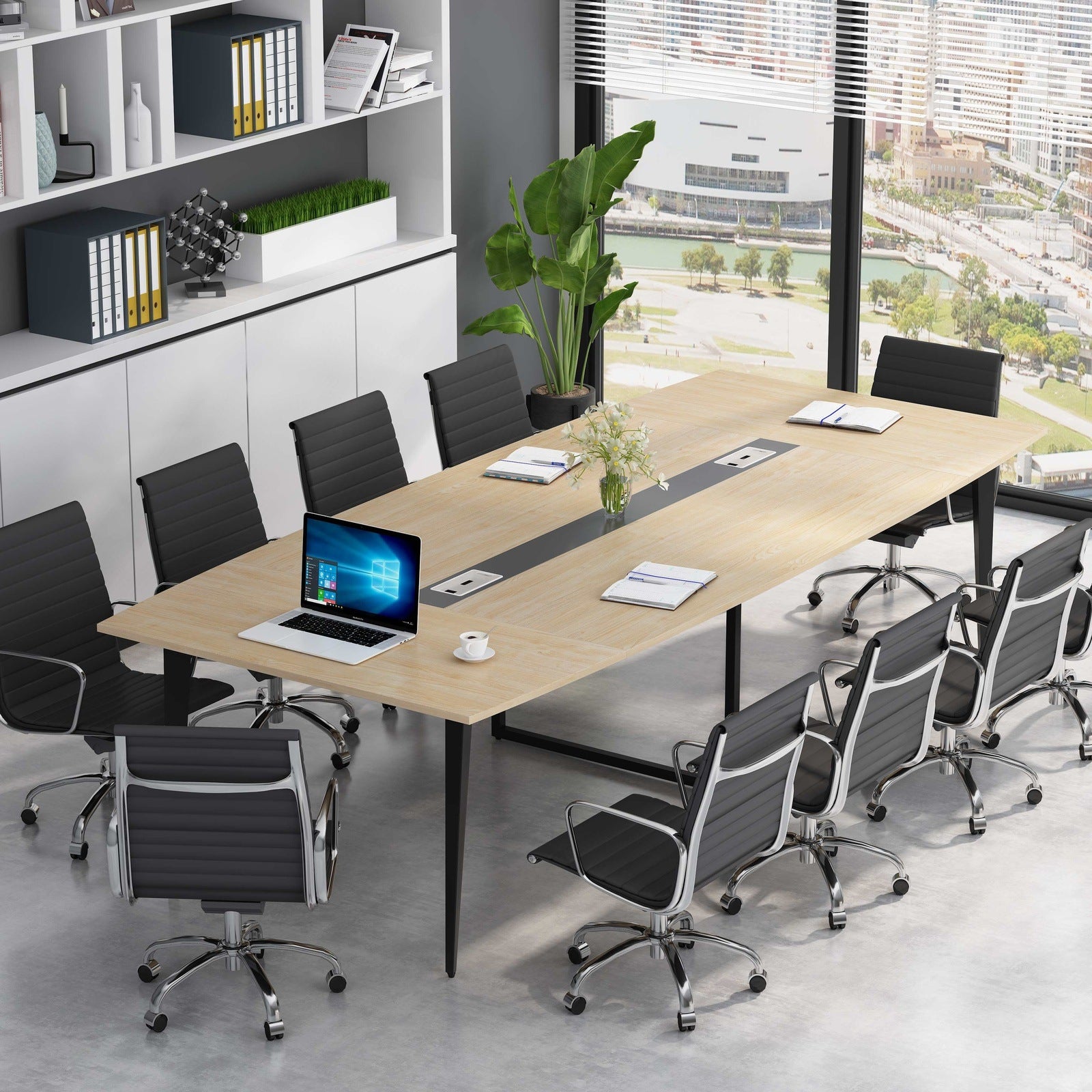 6FT / 8FT Conference Table, Modern Boat Shaped Meeting Table