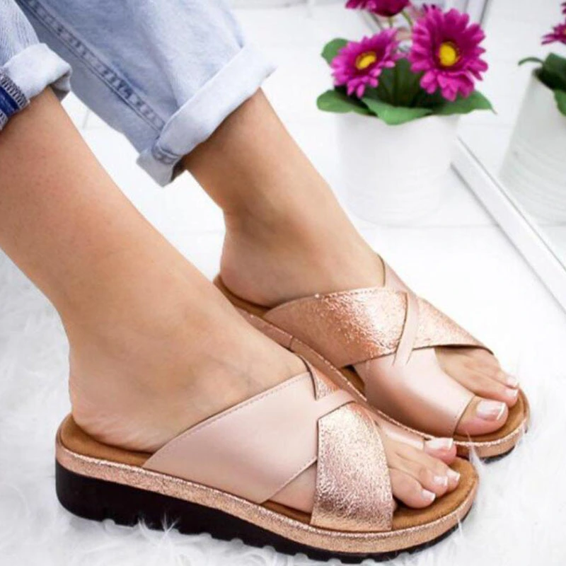 Shiny Wedge Platform Open Toe Women Sandals