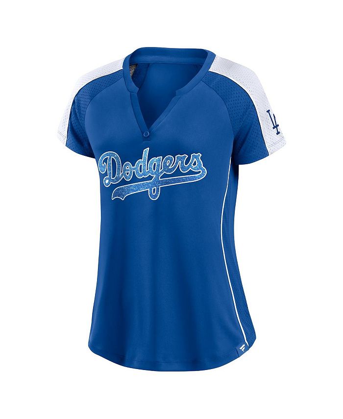 Women's Branded Royal and White Los Angeles Dodgers True Classic League Diva Pinstripe Raglan V-Neck T-shirt