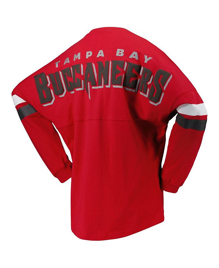 Women's Branded Red Tampa Bay Buccaneers Spirit Jersey Lace-Up V-Neck Long Sleeve T-shirt