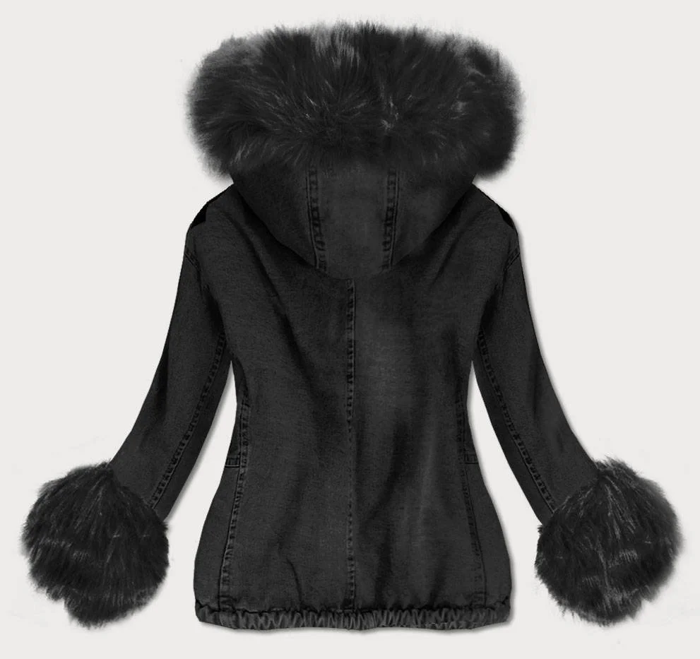 Short denim jacket with fur B