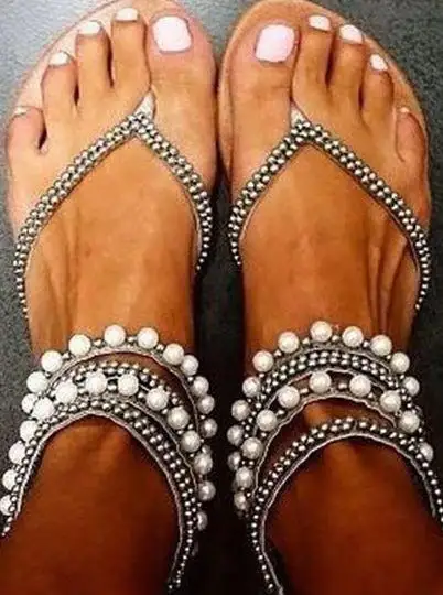 Fashion Ankle Strap Beaded Sandals