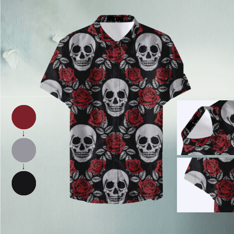 Casual  V Neck Skull Print Shirt