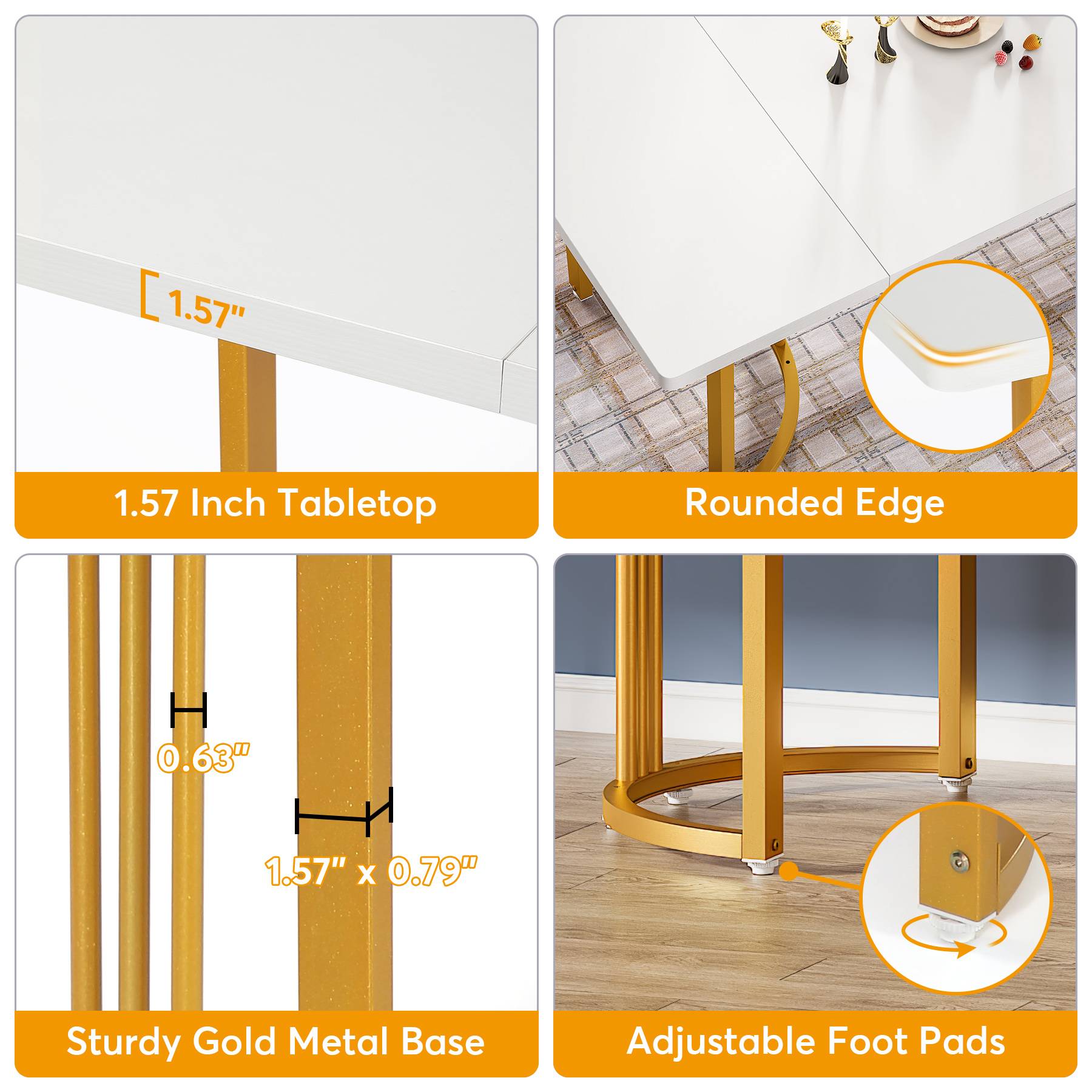 Rectangular Dining Table,  70.87” Long Modern Kitchen Table for 6-8 Person