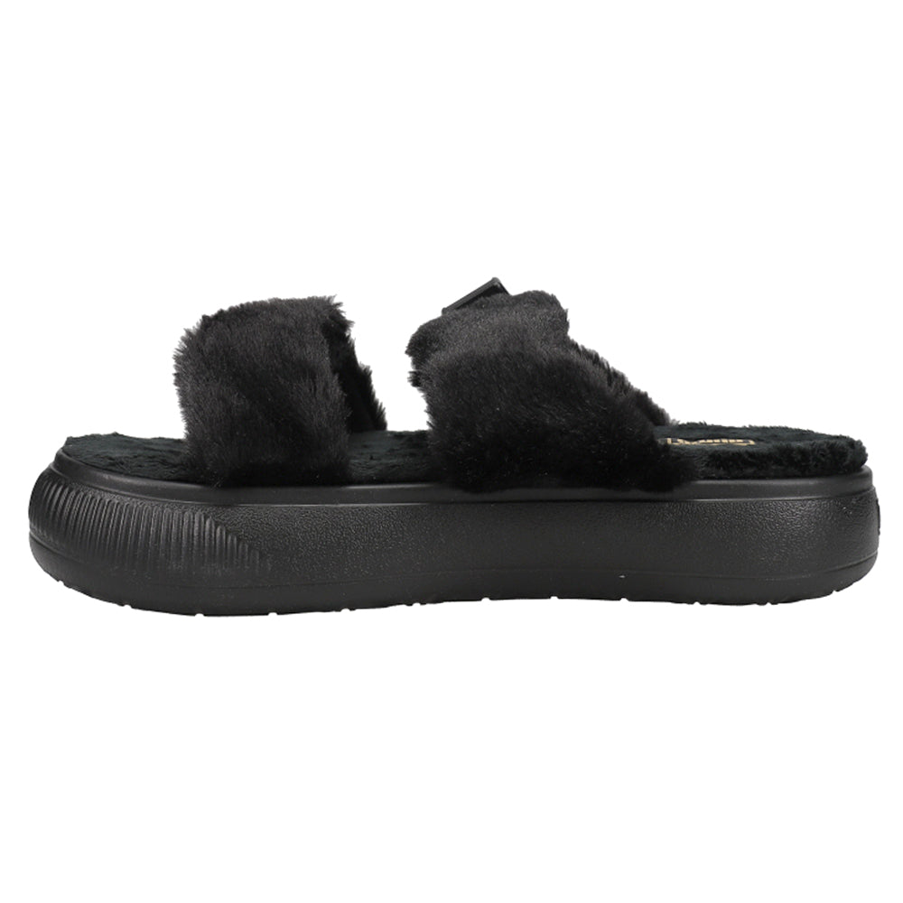 Suede Mayu Fur Platform Sandals