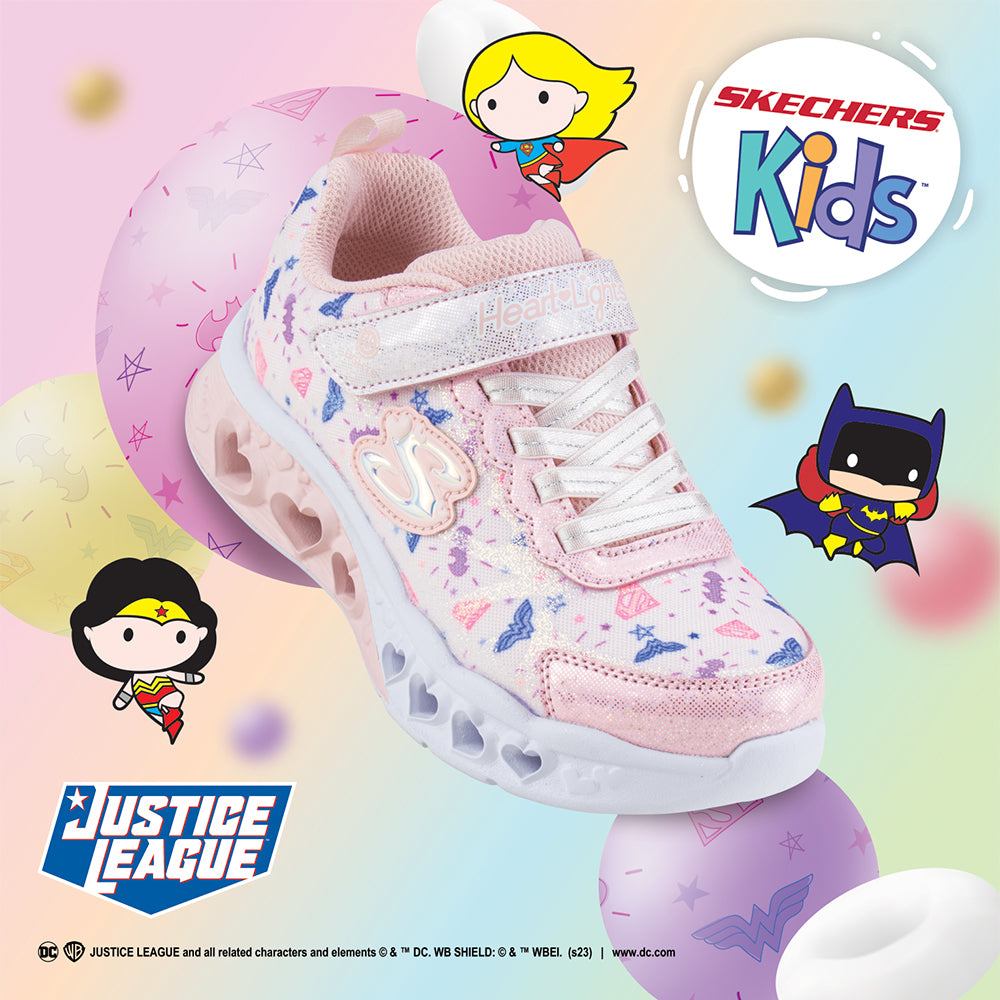 Skechers Girls DC Collection Flutter Heart Lights Shoes - 319509L-PKMT