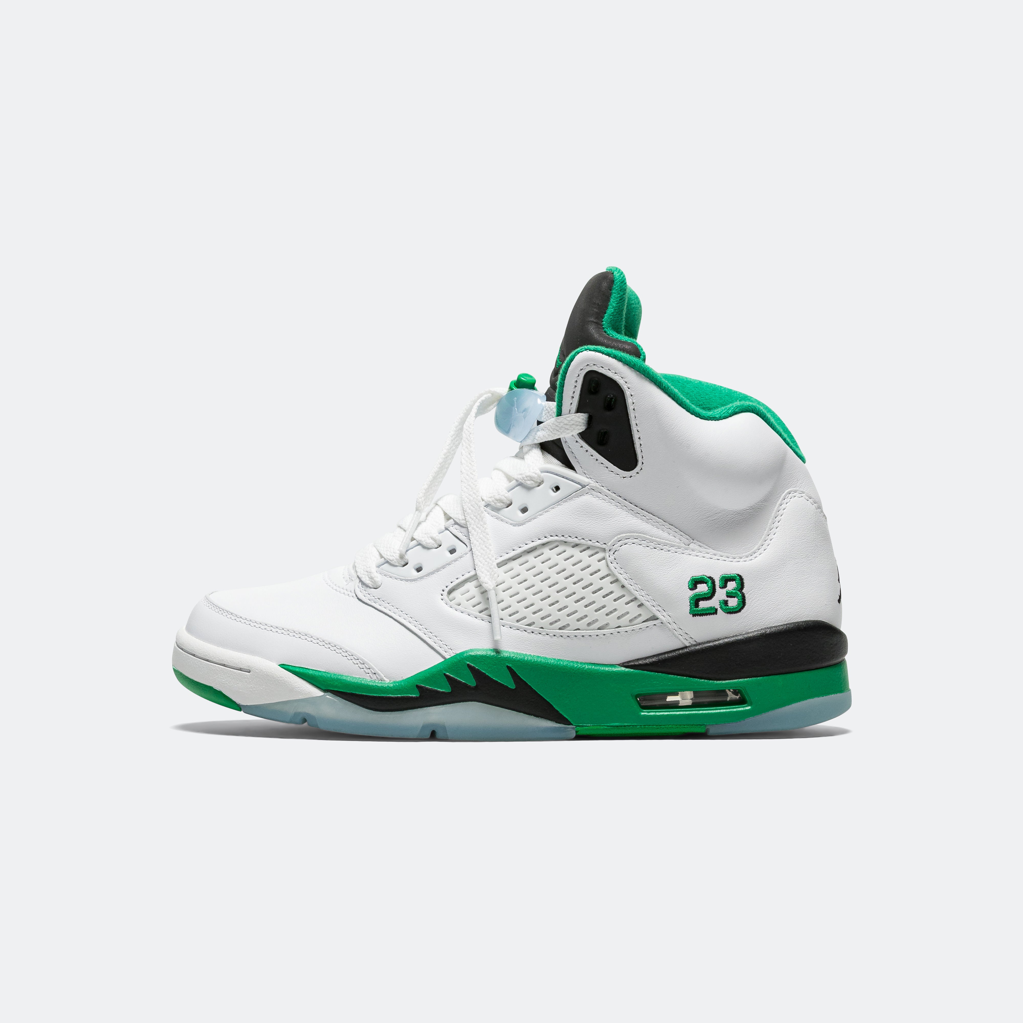 Womens Air Jordan 5 Retro - White/Lucky Green-Black-Ice Blue