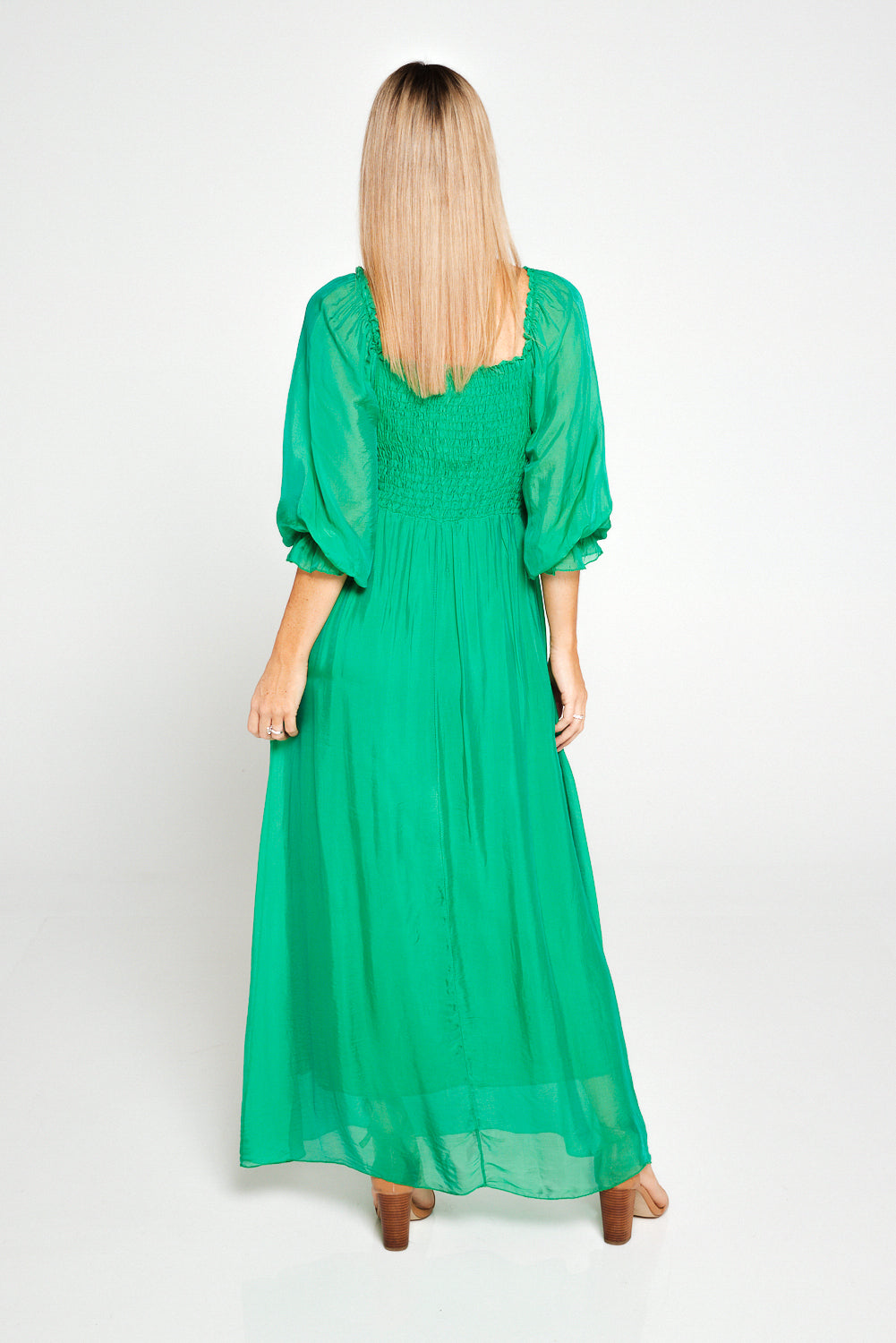 Viviette Silk Dress - Emerald Green