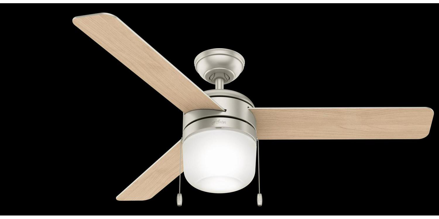 Hunter 52 Acumen Matte Nickel Ceiling Fan with Light Kit and Pull Chain