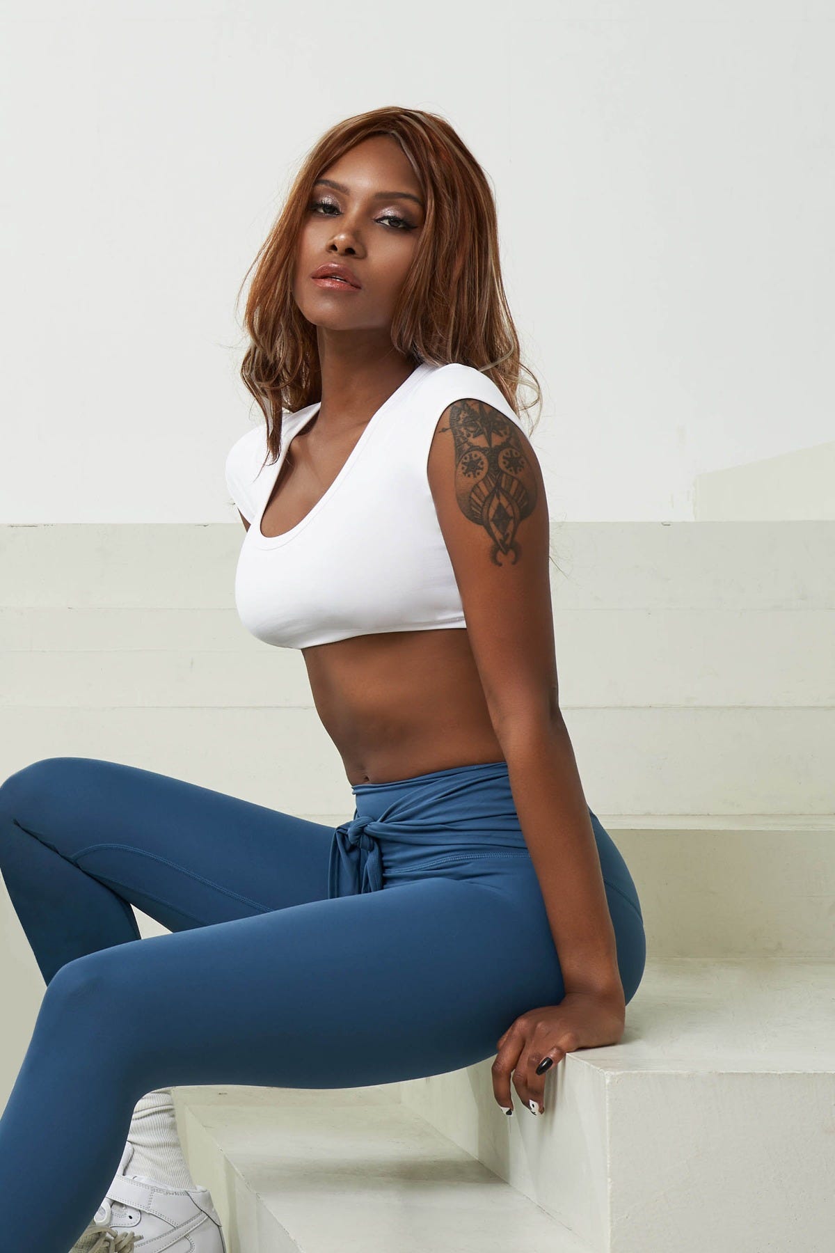 Ribbed Short Sleeve Deep Scoop Neck Tank Vest