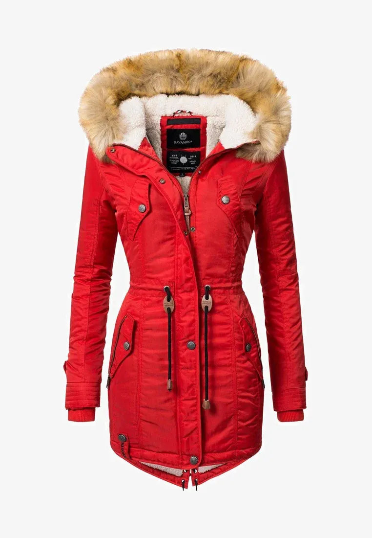 Women's padded parka coat red