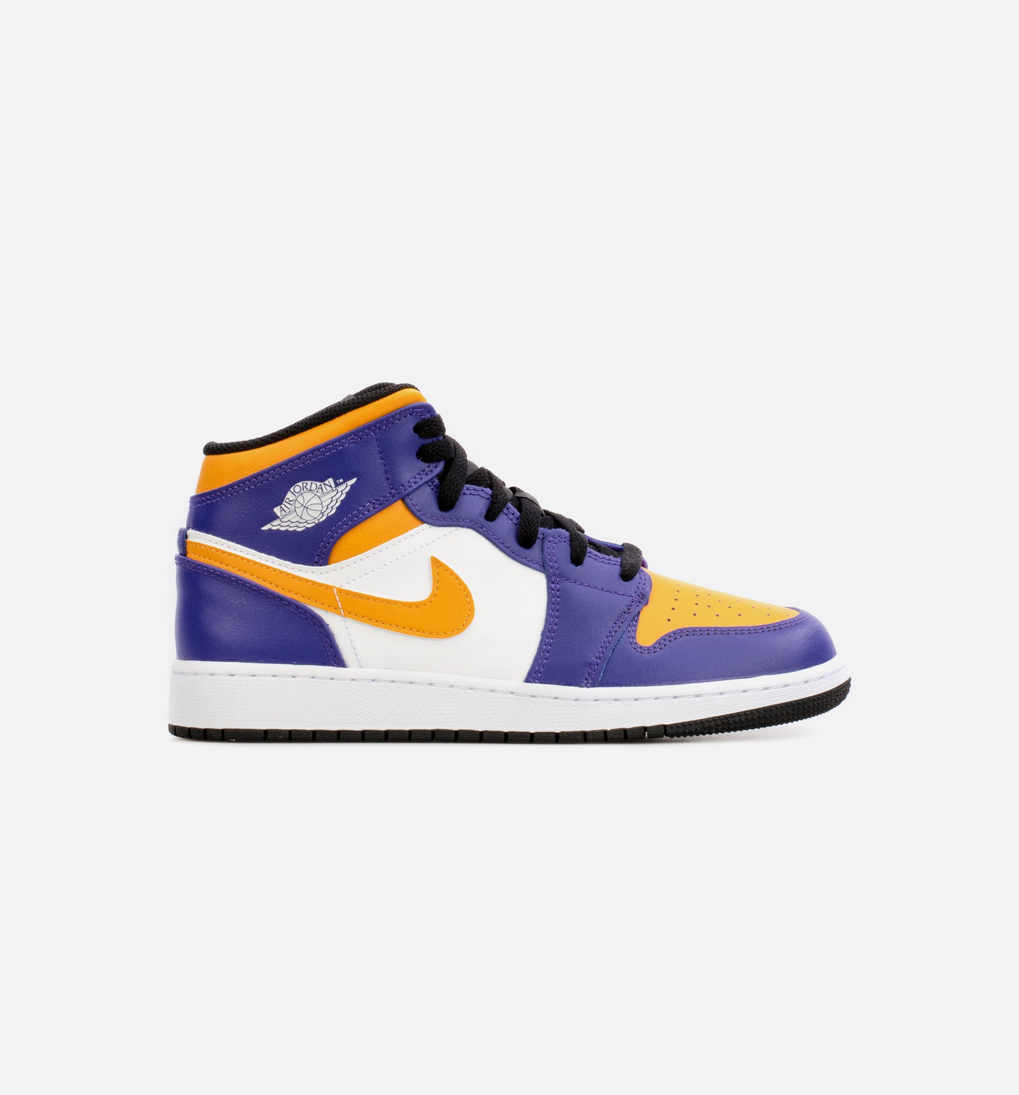 Air Jordan 1 Mid Grade School Lifestyle Shoe - Purple/Yellow