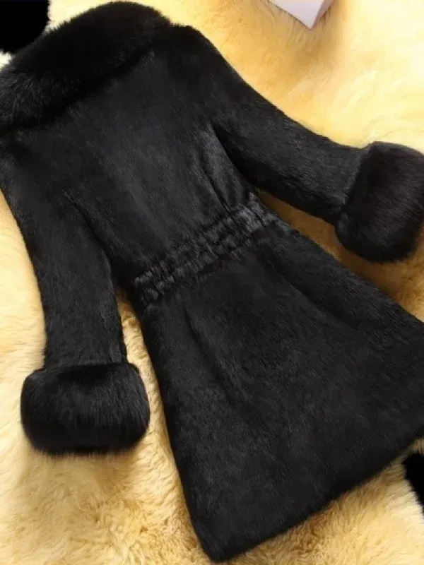 Women's black fur parka