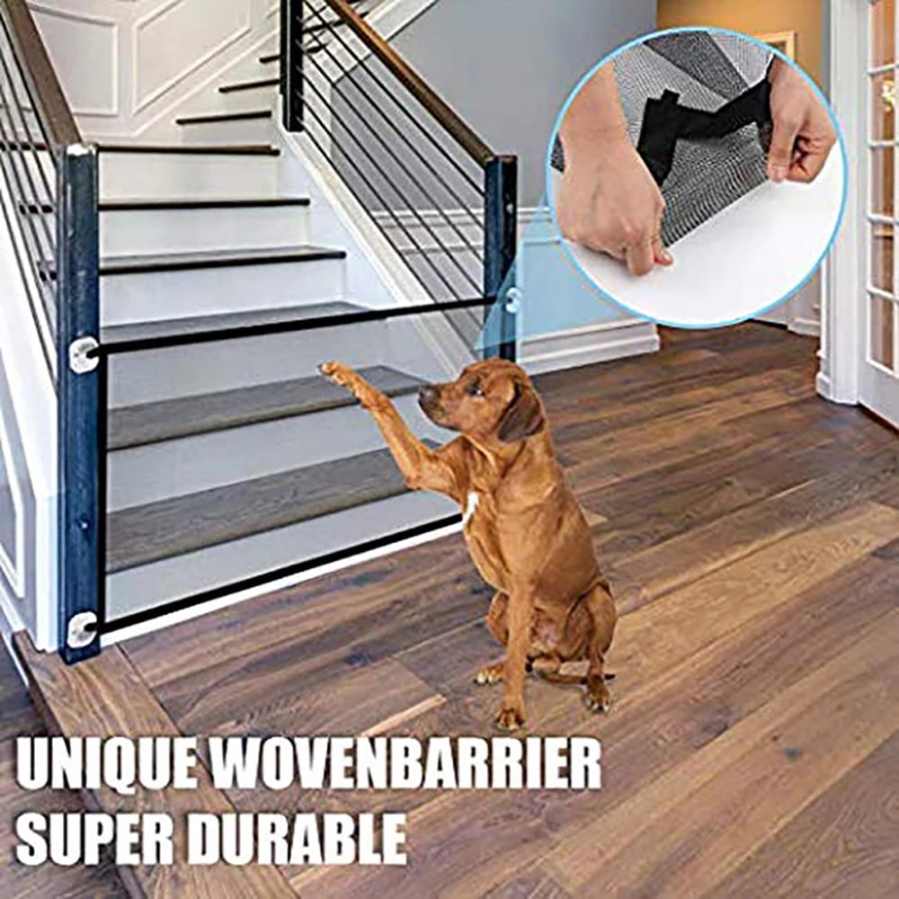 HOTBEST Magic Gate for Dogs， Pet Safety Gate， Pet Enclosure Portable Mesh Folding Safety Fence Pet Isolation Net Dog Gate for Indoor Hall Doorway Wide Tall