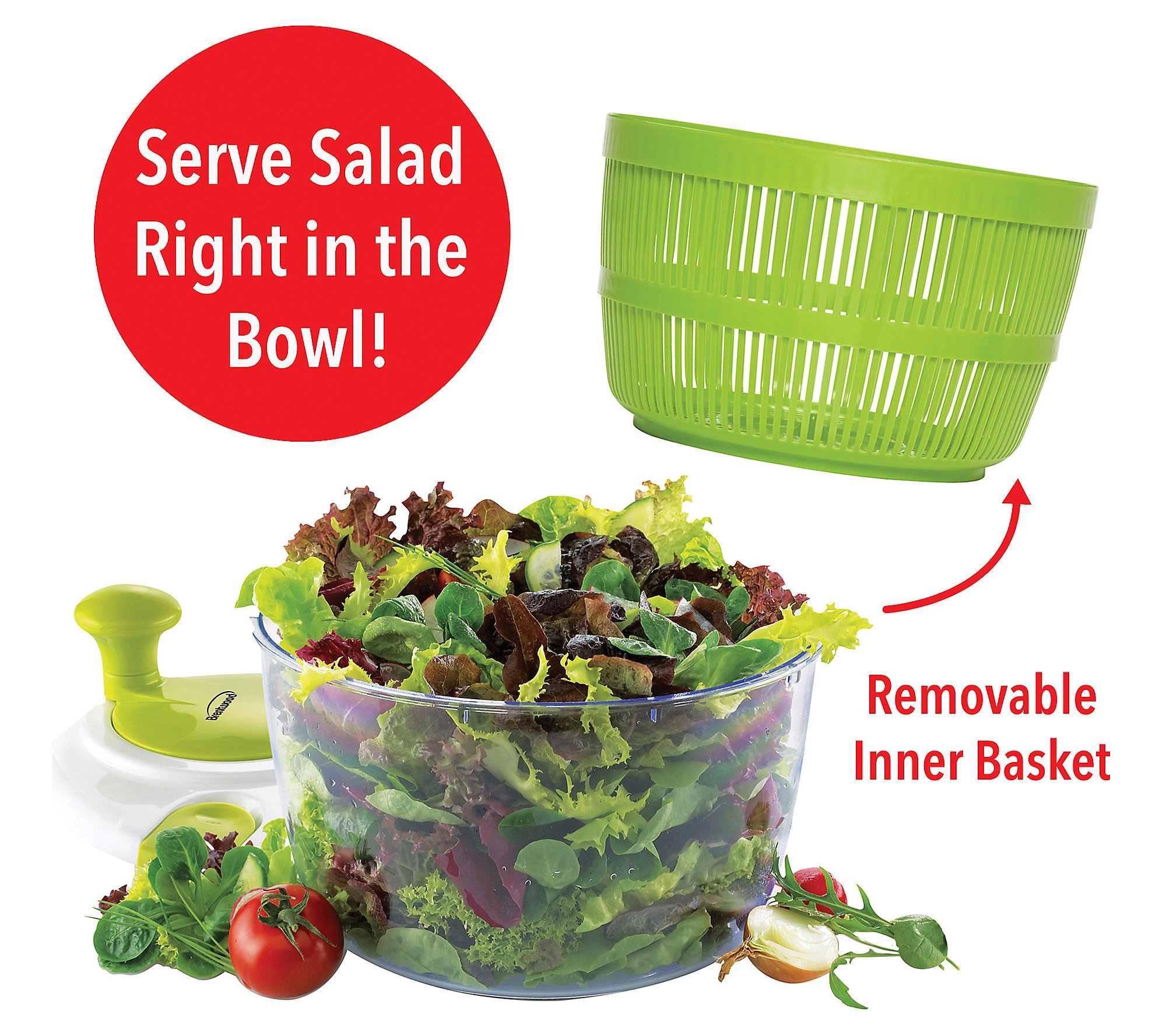 Brentwood Salad Spinner with 5-Qt. Serving Bowl