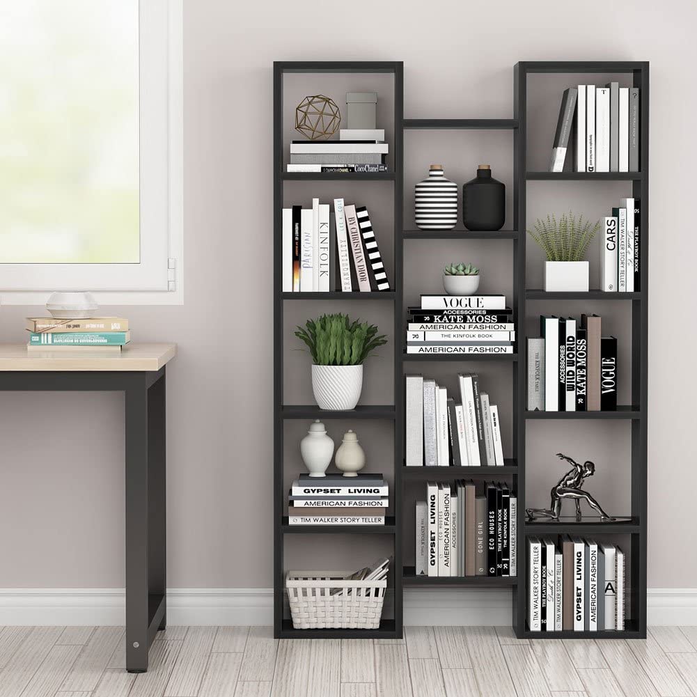 Modern Bookcase, 5-Shelf Storage Organizer with 14-Cube Display Bookshelf