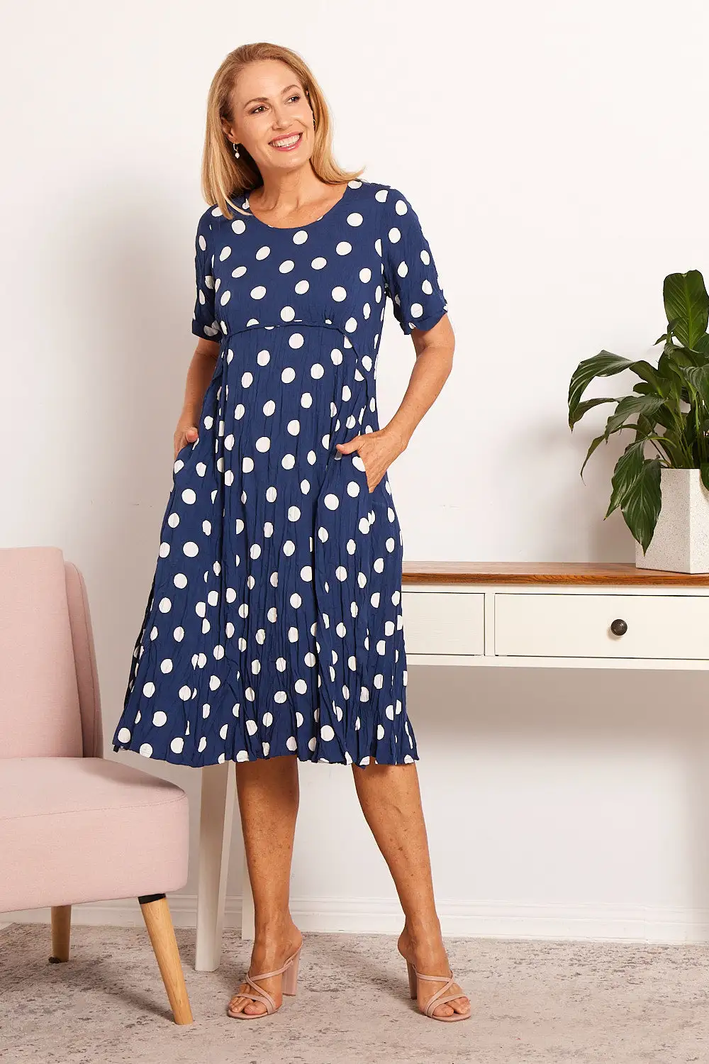 Waterhouse Dress - Navy Spot