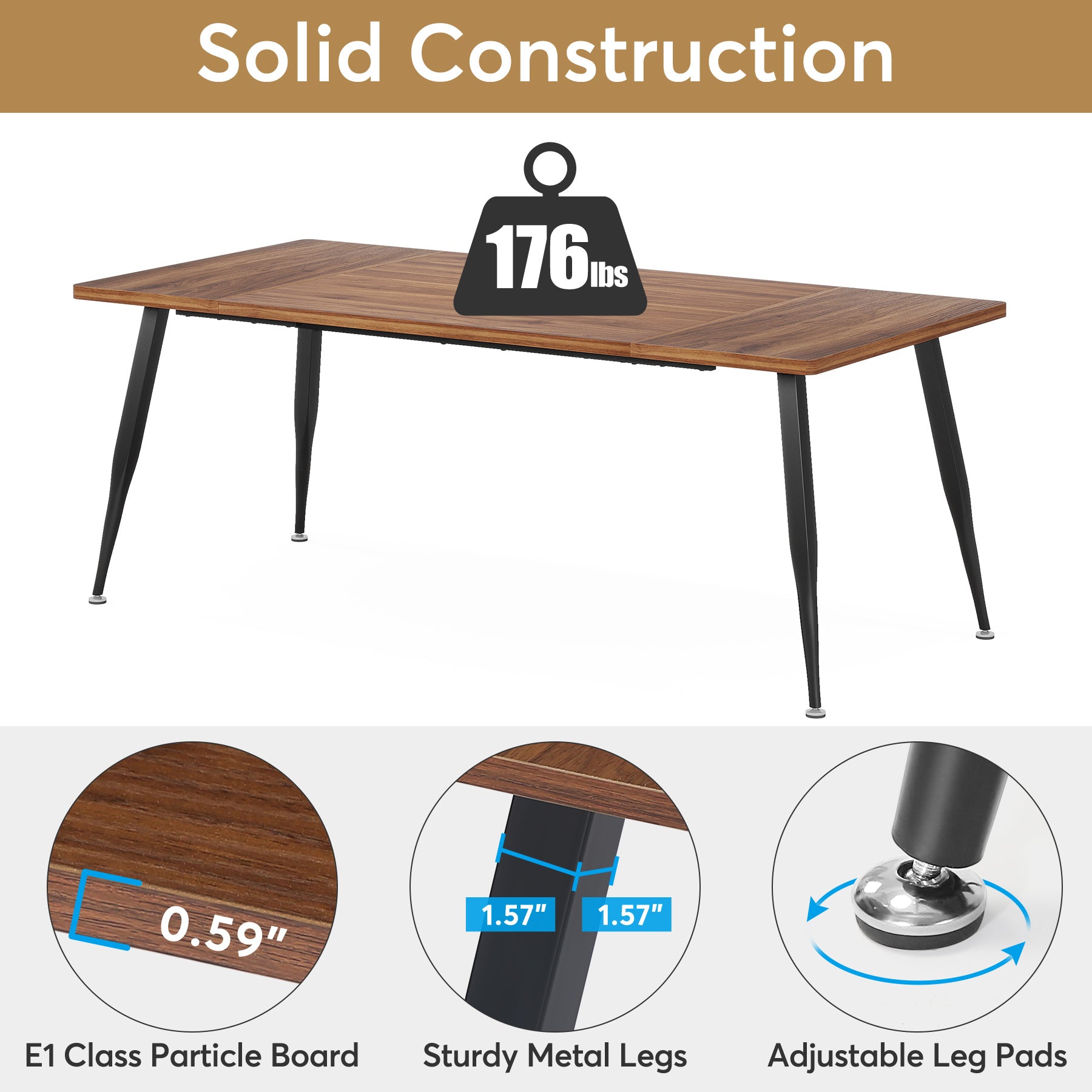 Industrial Dining Table, 70.9