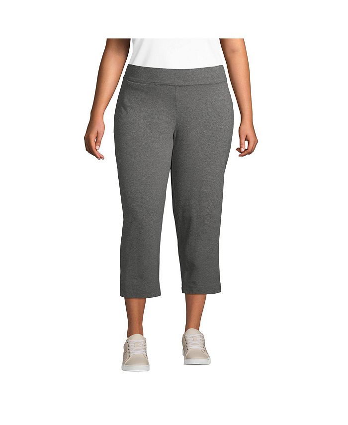 Women's Plus Size Starfish Mid Rise Elastic Waist Pull On Crop Pants
