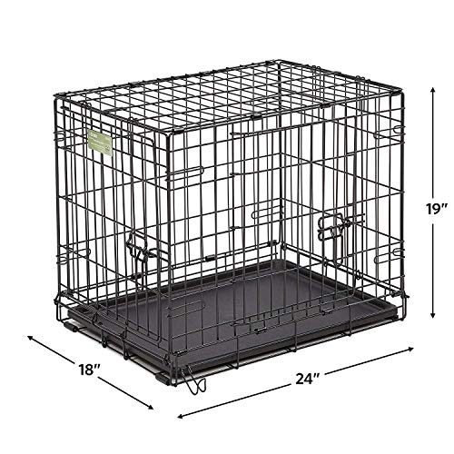 iCrate Dog Crate Starter Kit | 24-Inch Dog Crate Kit Ideal for Small Dog Breeds (weighing 13 - 25 Pounds) || Includes Dog Crate， Pet Bed， 2 Dog Bowls and Dog Crate Cover (Black)