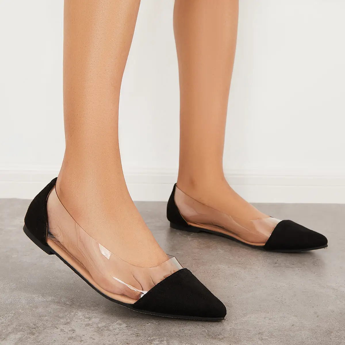 Clear Pointed Toe Ballet Flats Slip on Loafers