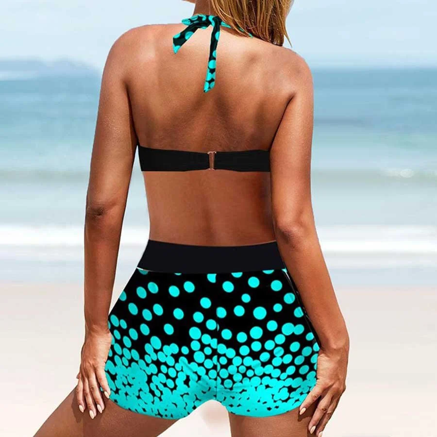 Women's Gradient Print Backless Split Large Plus Size Swimwear