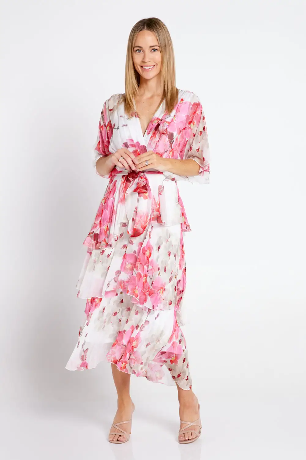 Loira Dress - Pink White Floral
