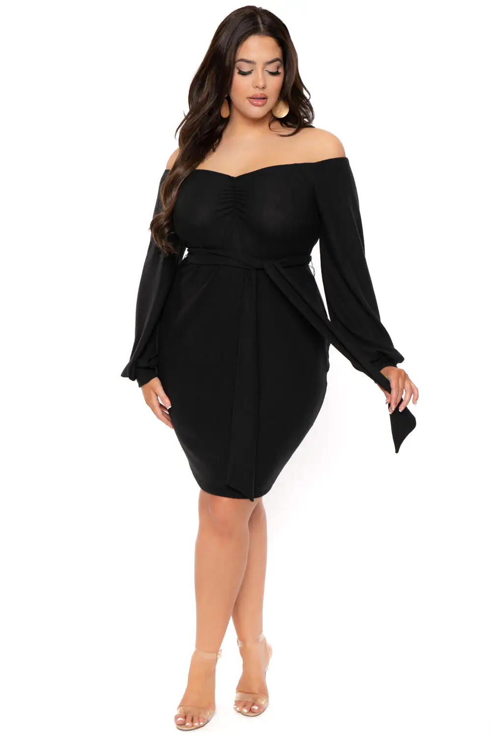 Plus Size Kiera Sweetheart Sweater Dress- Black