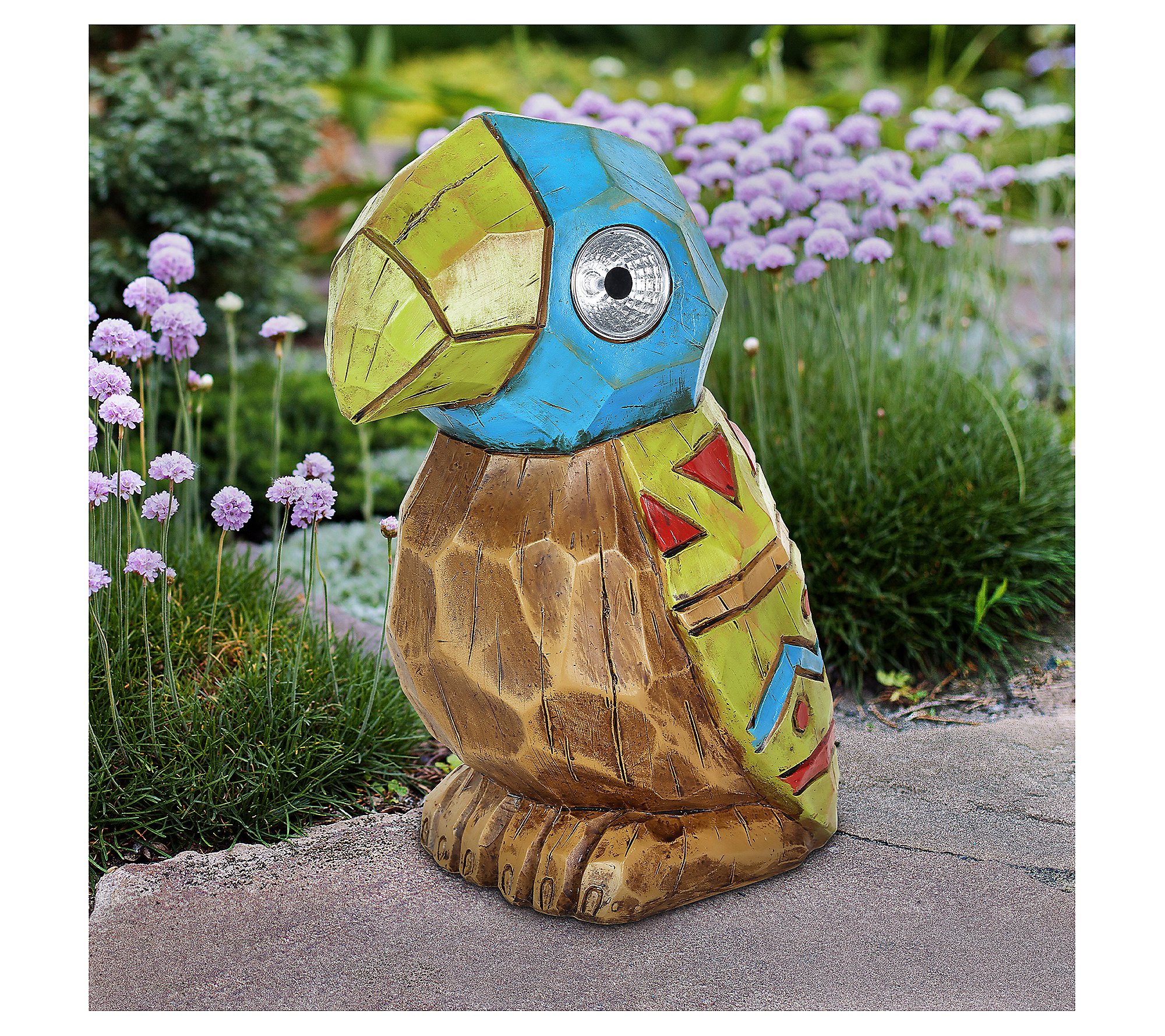 Exhart Solar Tiki Parrot Statue