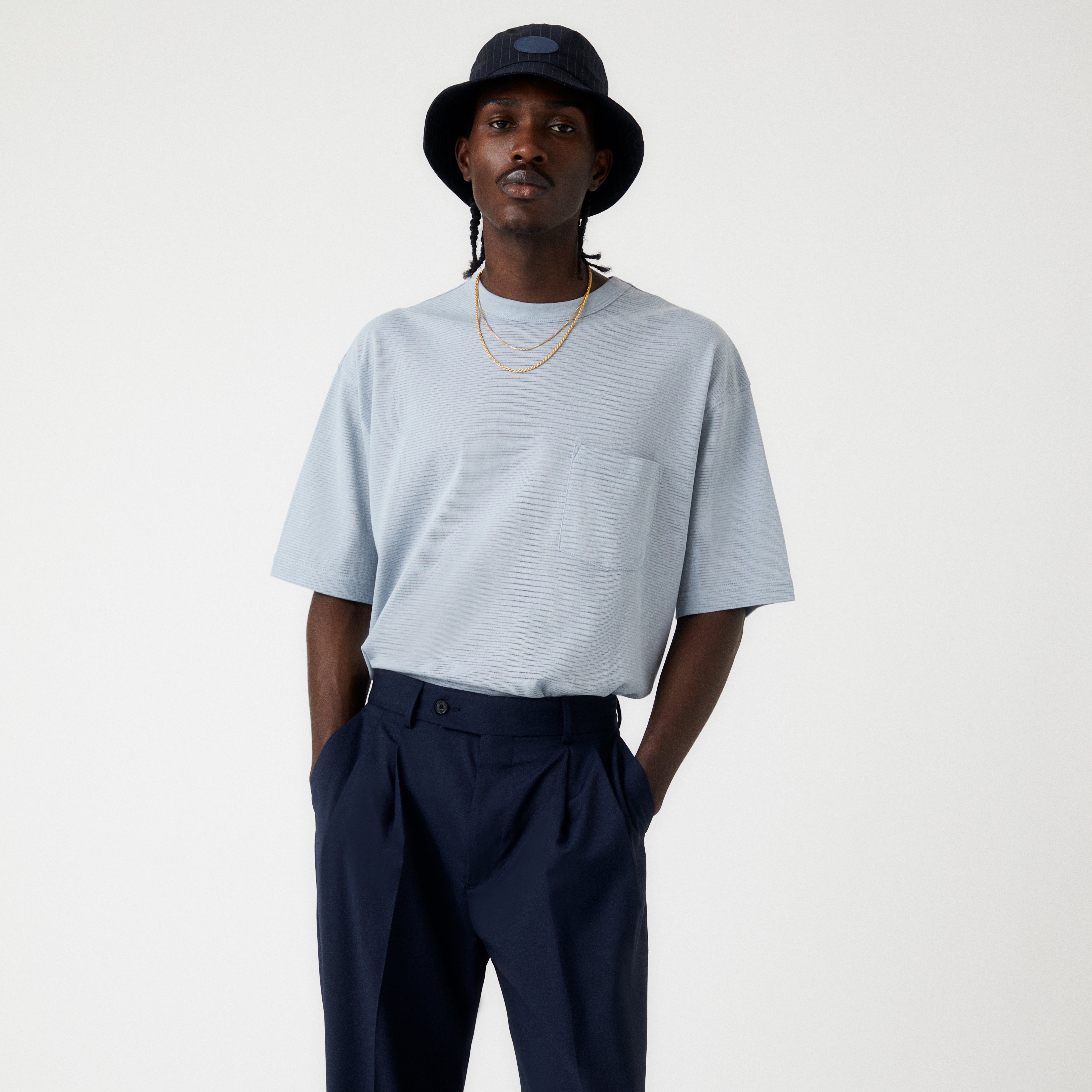 Kith Pointelle Mesh Leonard Pocket Tee - Light Indigo