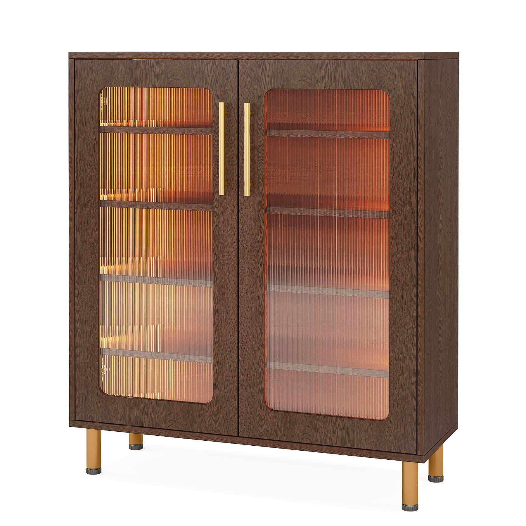 Modern Sideboard Buffet Storage Cabinet with LED Light & Acrylic Doors