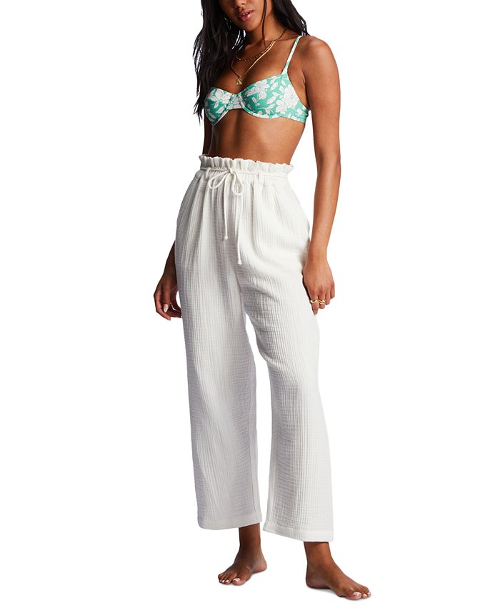 Juniors' Wander On 2 Cotton Paperbag-Waist Pants