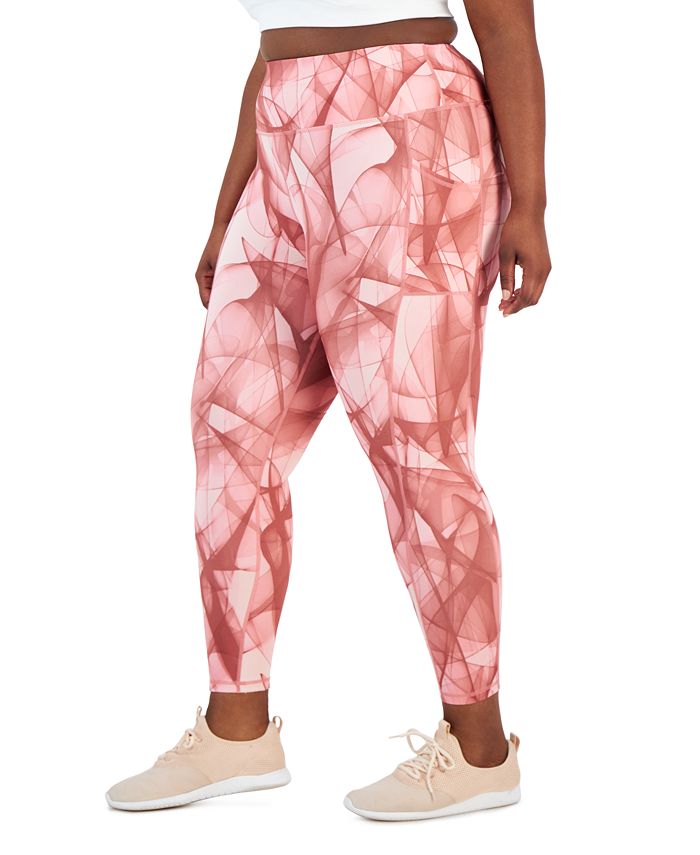 Plus Size Swirling Smoke Printed 7/8-Leggings， Created for Macy's