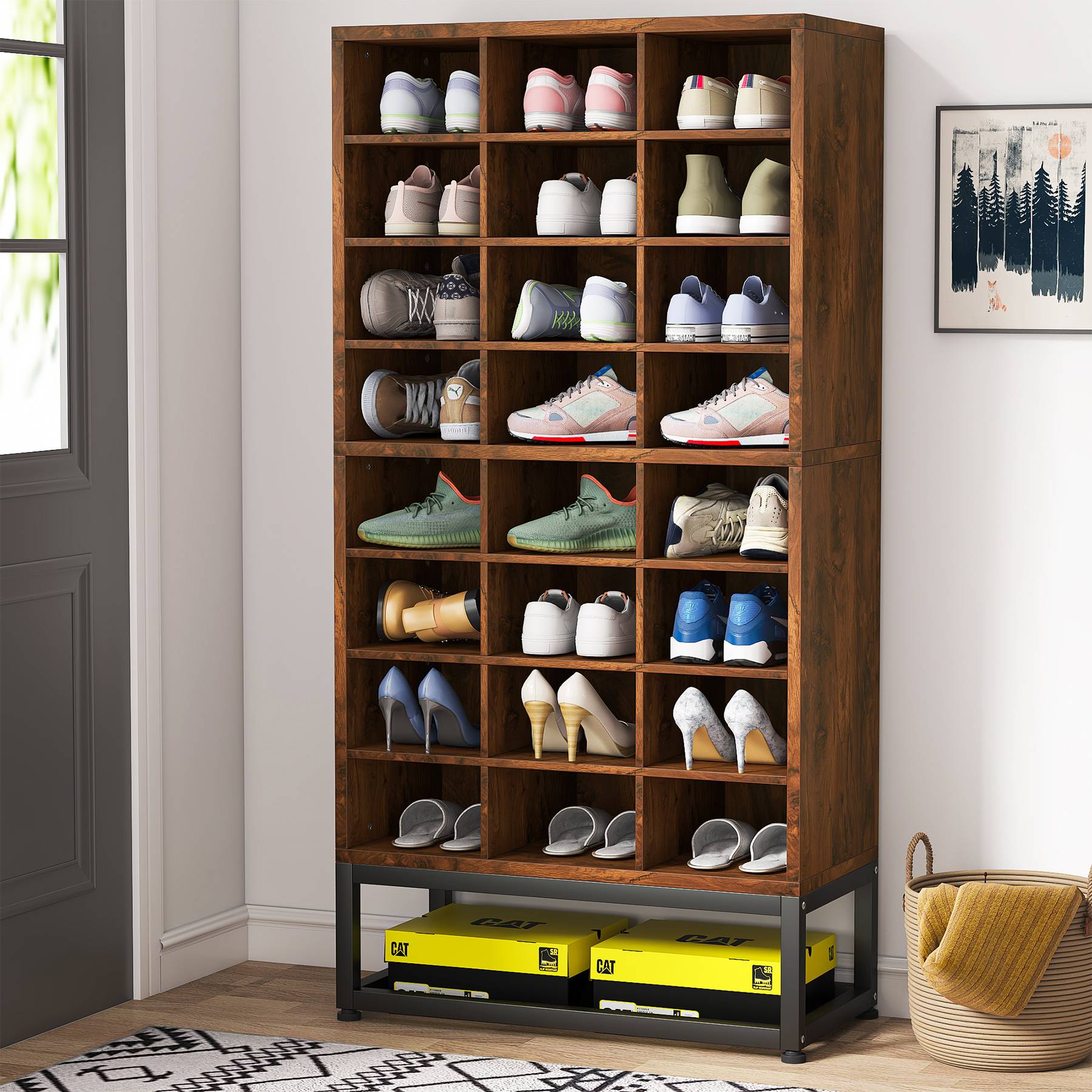 Freestanding Shoe Cabinet, 8-Tier Shoe Storage Rack with 24 Cubbies