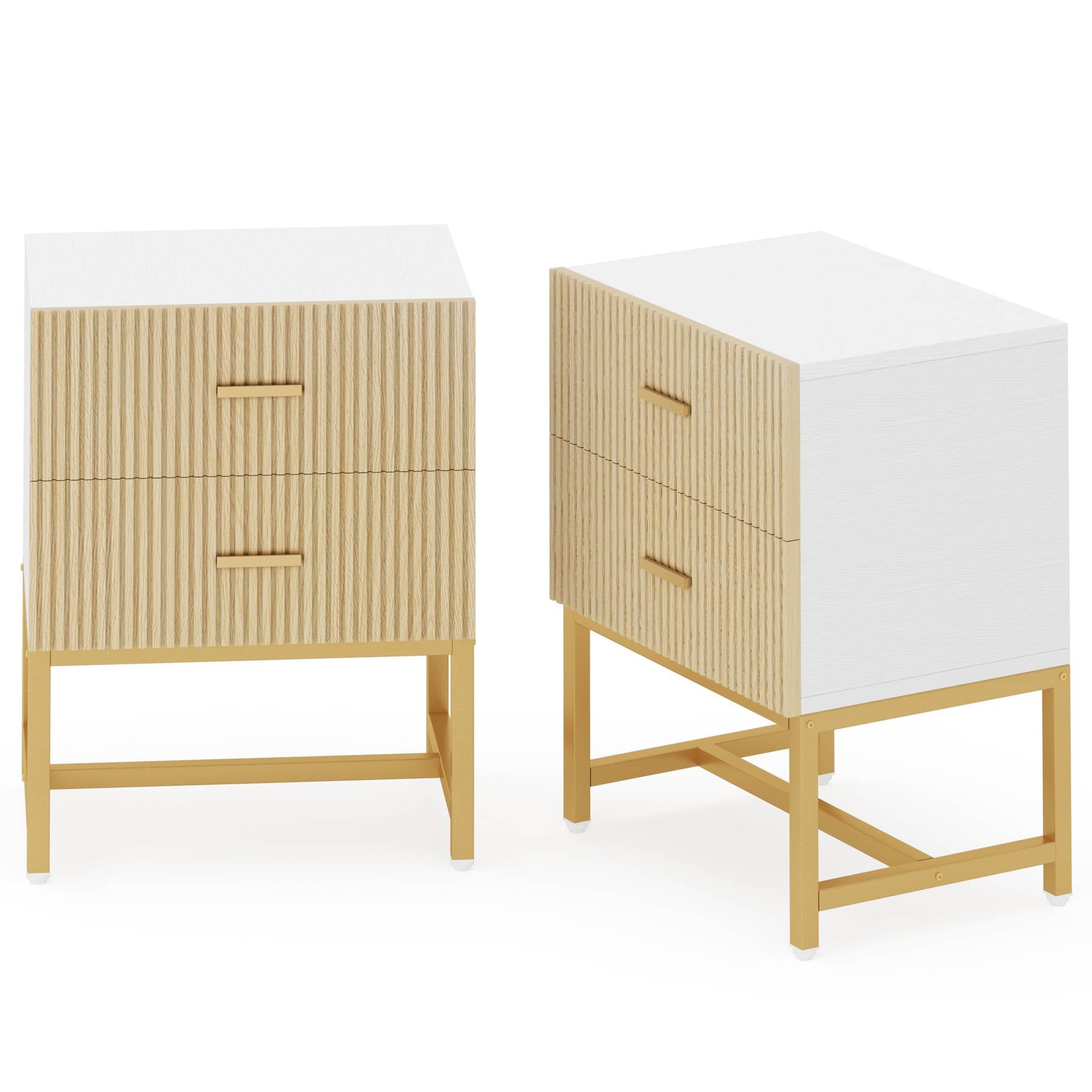 2-Drawer Nightstand, Modern Bedside End Table with Storage