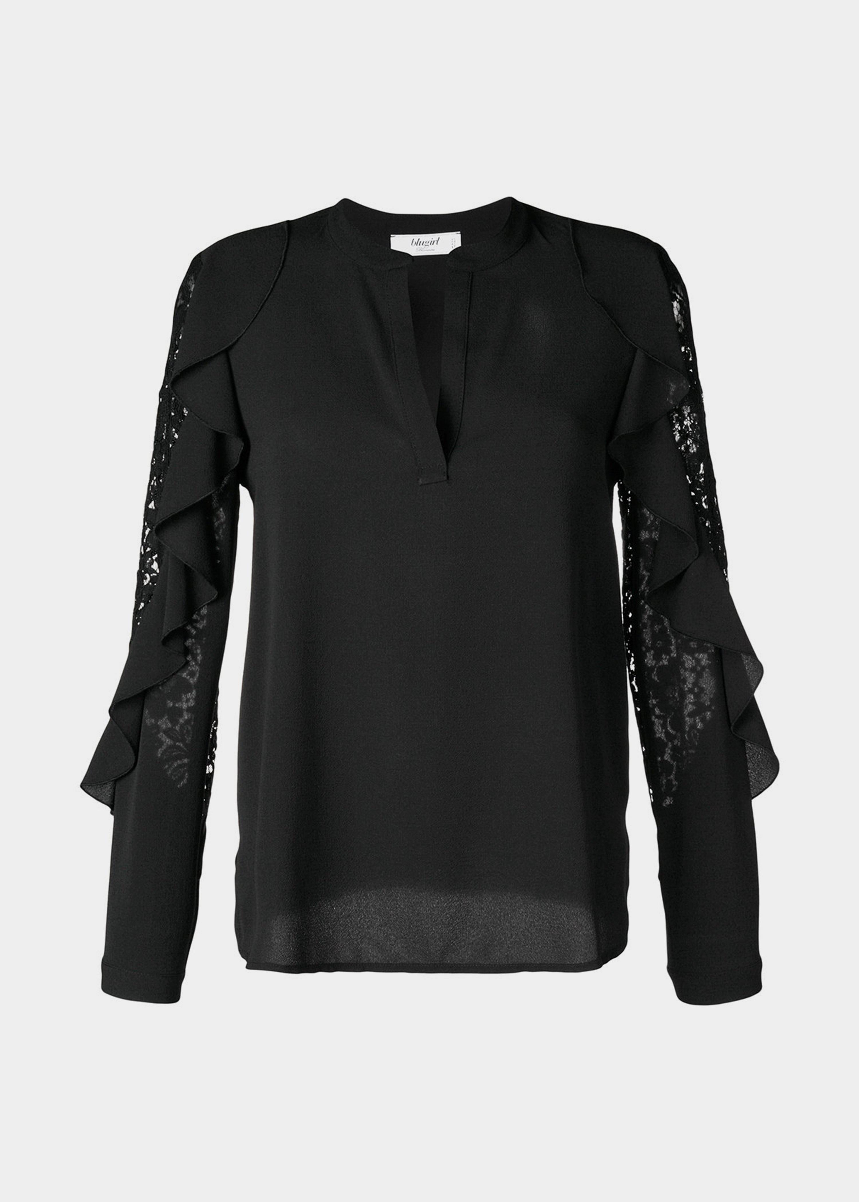 Blusa rouches e pizzo nera